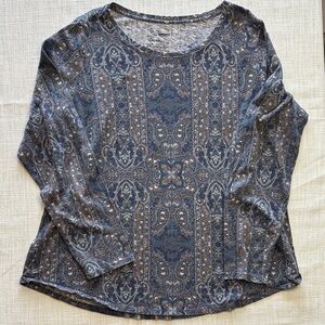 Sonoma Blue and Gray Paisley Blouse